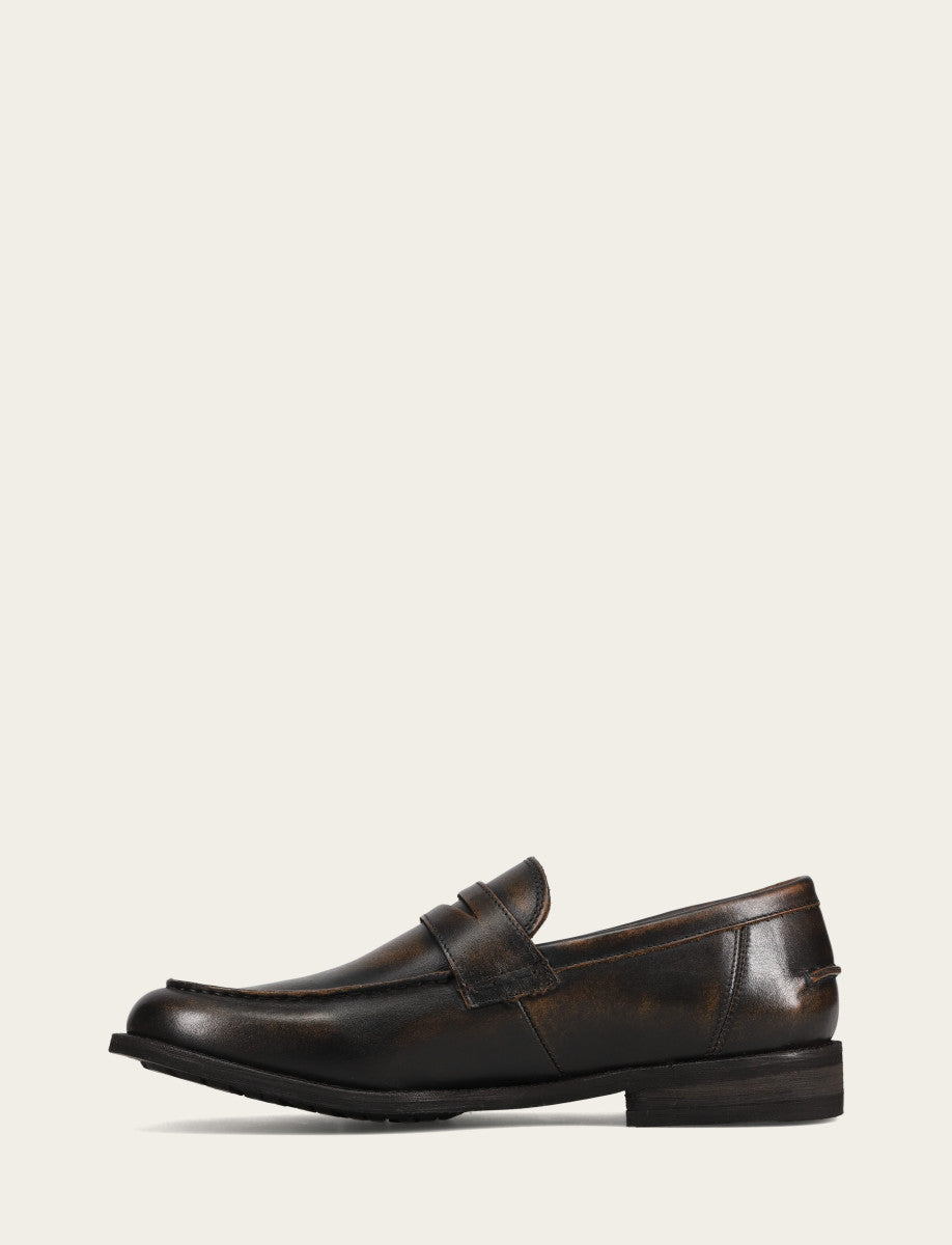 Men's Brown Brush Off Tyler Flex Penny Loafer | Frye Brown Brush Off
