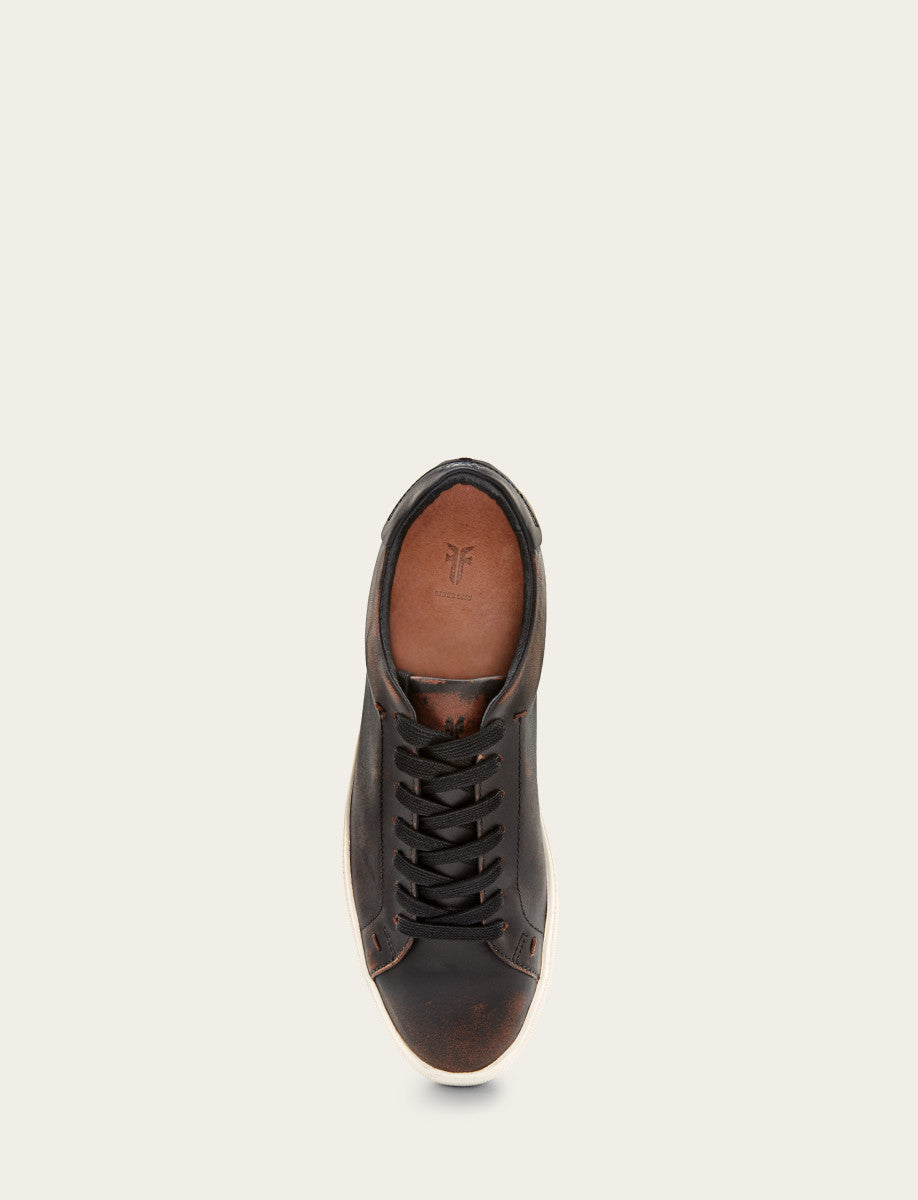 Men's Antiqued Black Astor Low Lace Slip On Sneakers | Frye Antiqued Black