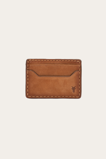 Logan Nubuck Cognac Money Clip Card Case | Frye Cognac