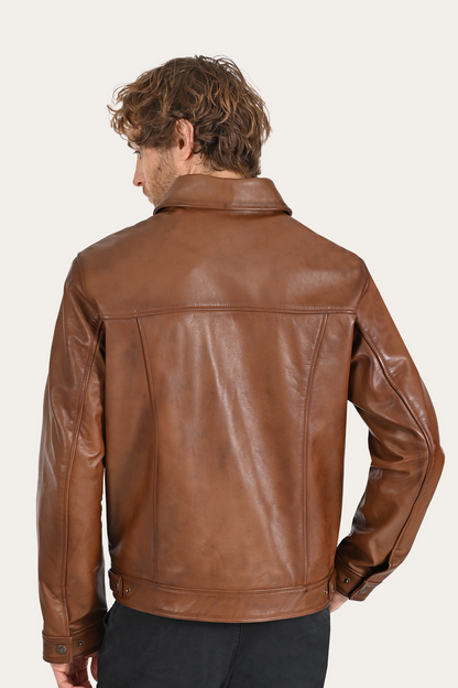 Brown Baxter Trucker Jacket | Frye Brown