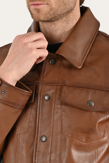 Brown Baxter Trucker Jacket | Frye Brown