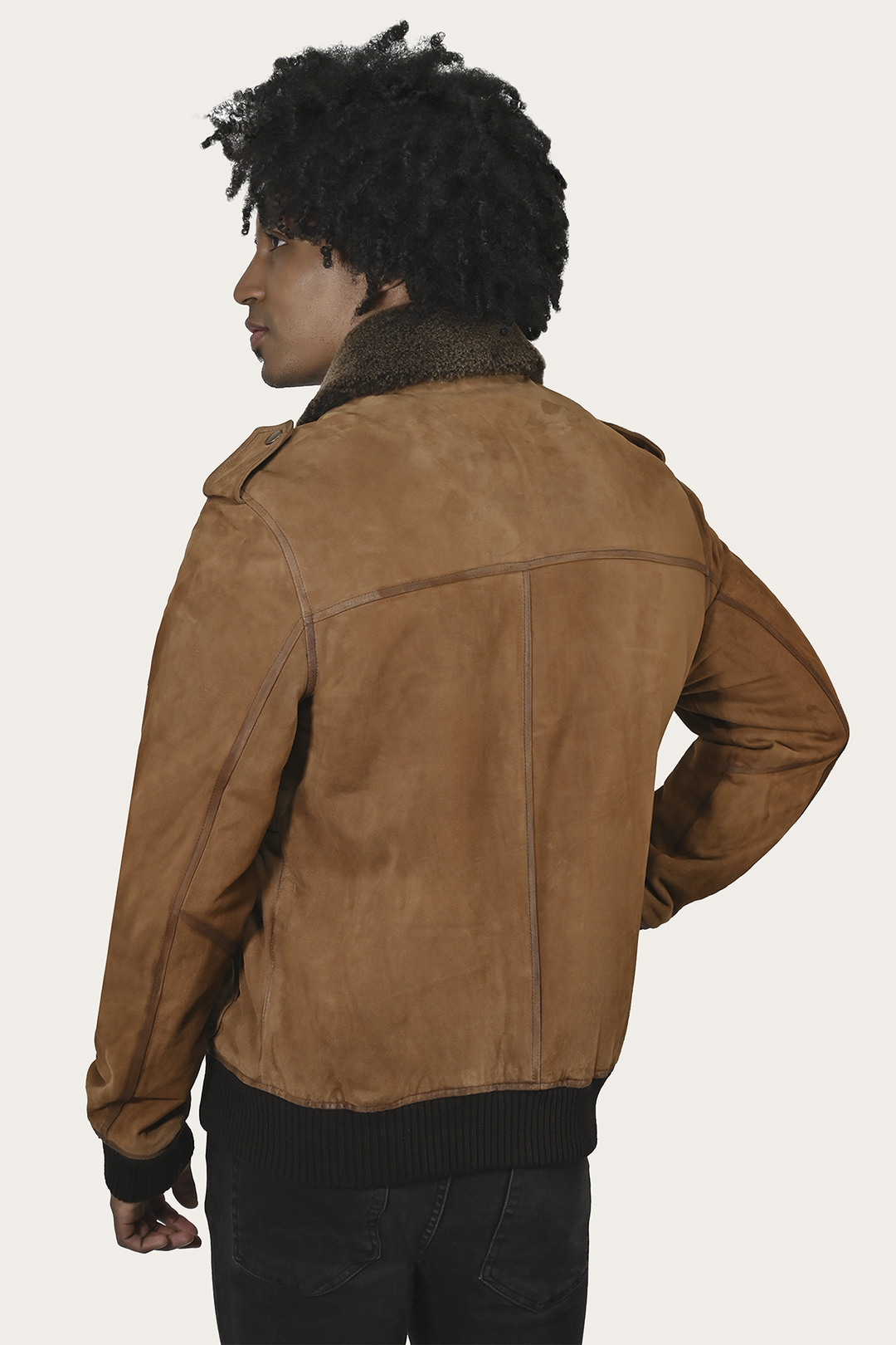 Men’s Middle Brown Jethro Shearling Flight Suede Jacket | Frye Middle Brown
