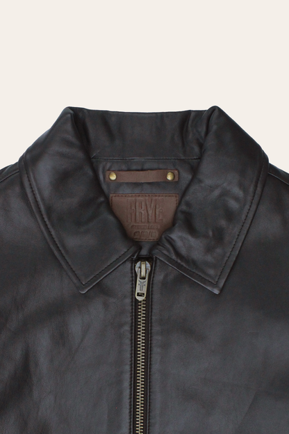 Men’s Dark Brown Dusty Trucker Leather Jacket | Frye Dark Brown