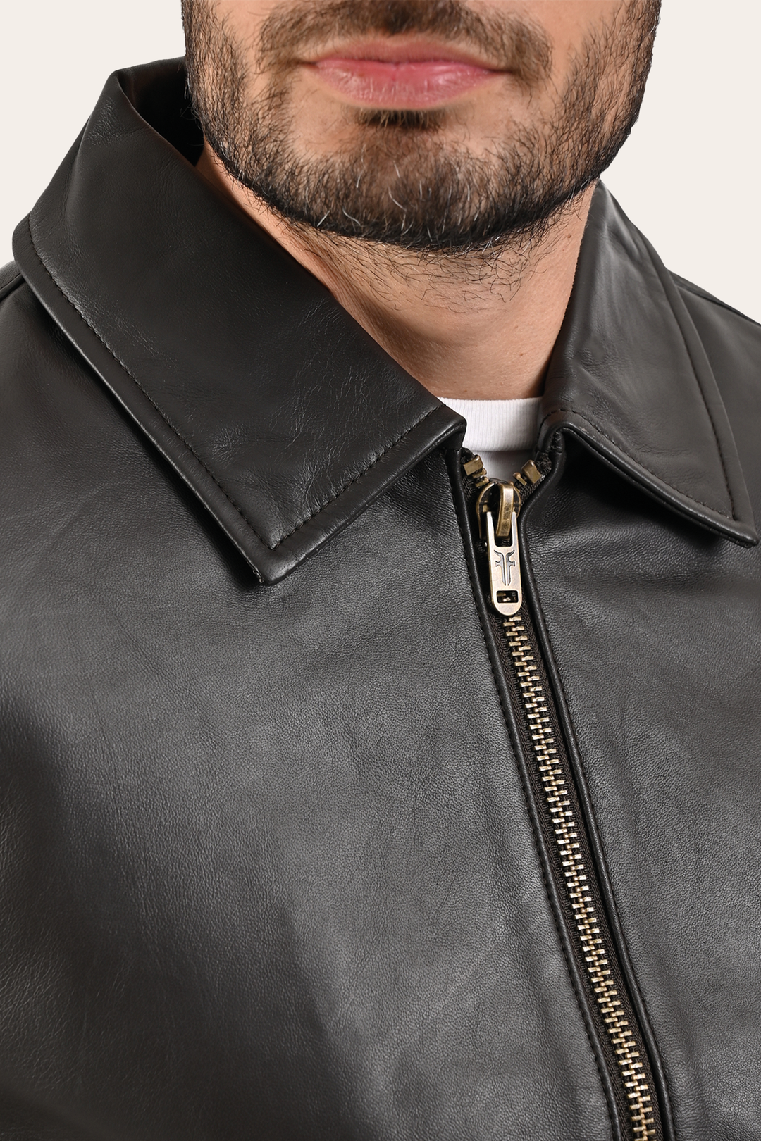 Men’s Dark Brown Dusty Trucker Leather Jacket | Frye Dark Brown