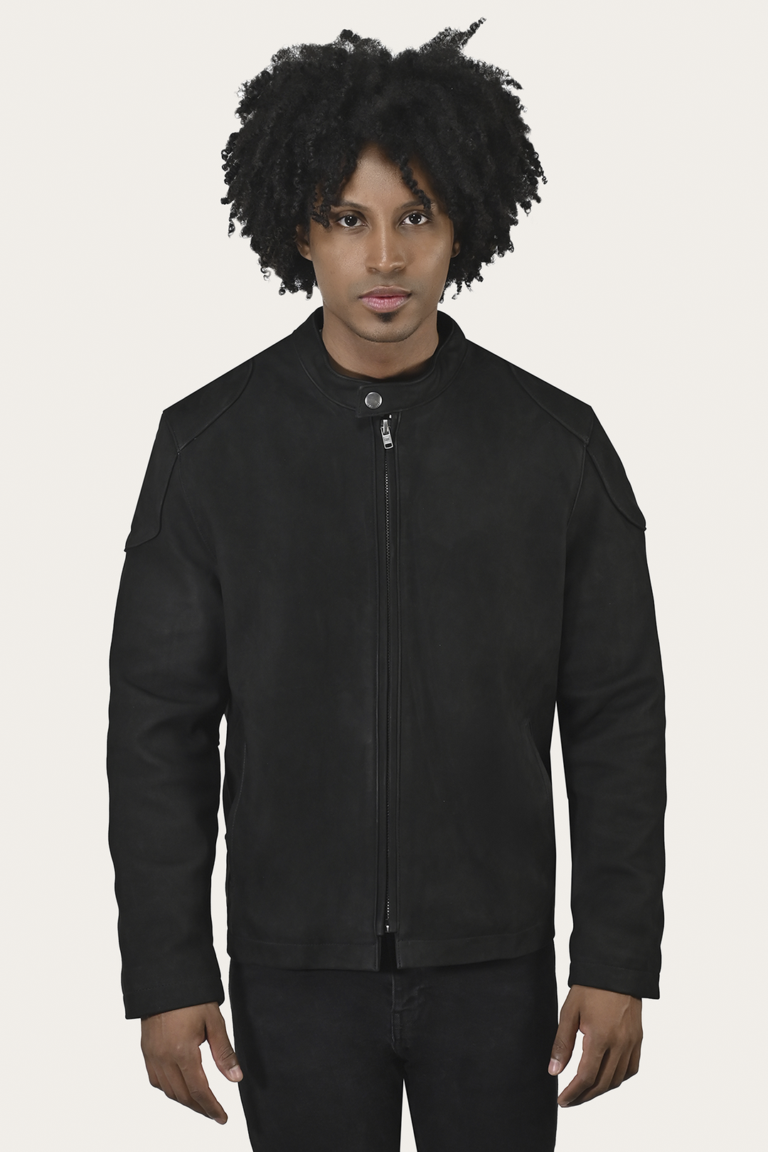 Men’s Black Gannon Lamb Leather Racer Jacket | Frye Black
