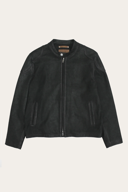 Men’s Black Gannon Lamb Leather Racer Jacket | Frye Black