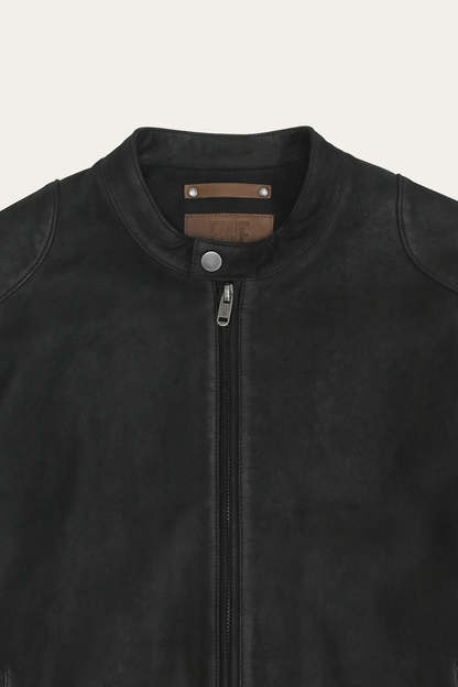 Men’s Black Gannon Lamb Leather Racer Jacket | Frye Black