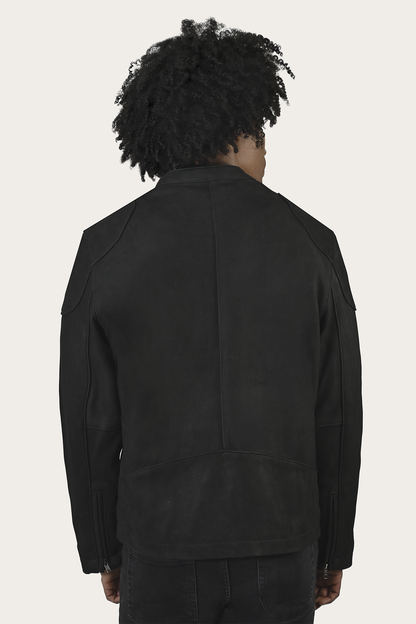 Men’s Black Gannon Lamb Leather Racer Jacket | Frye Black