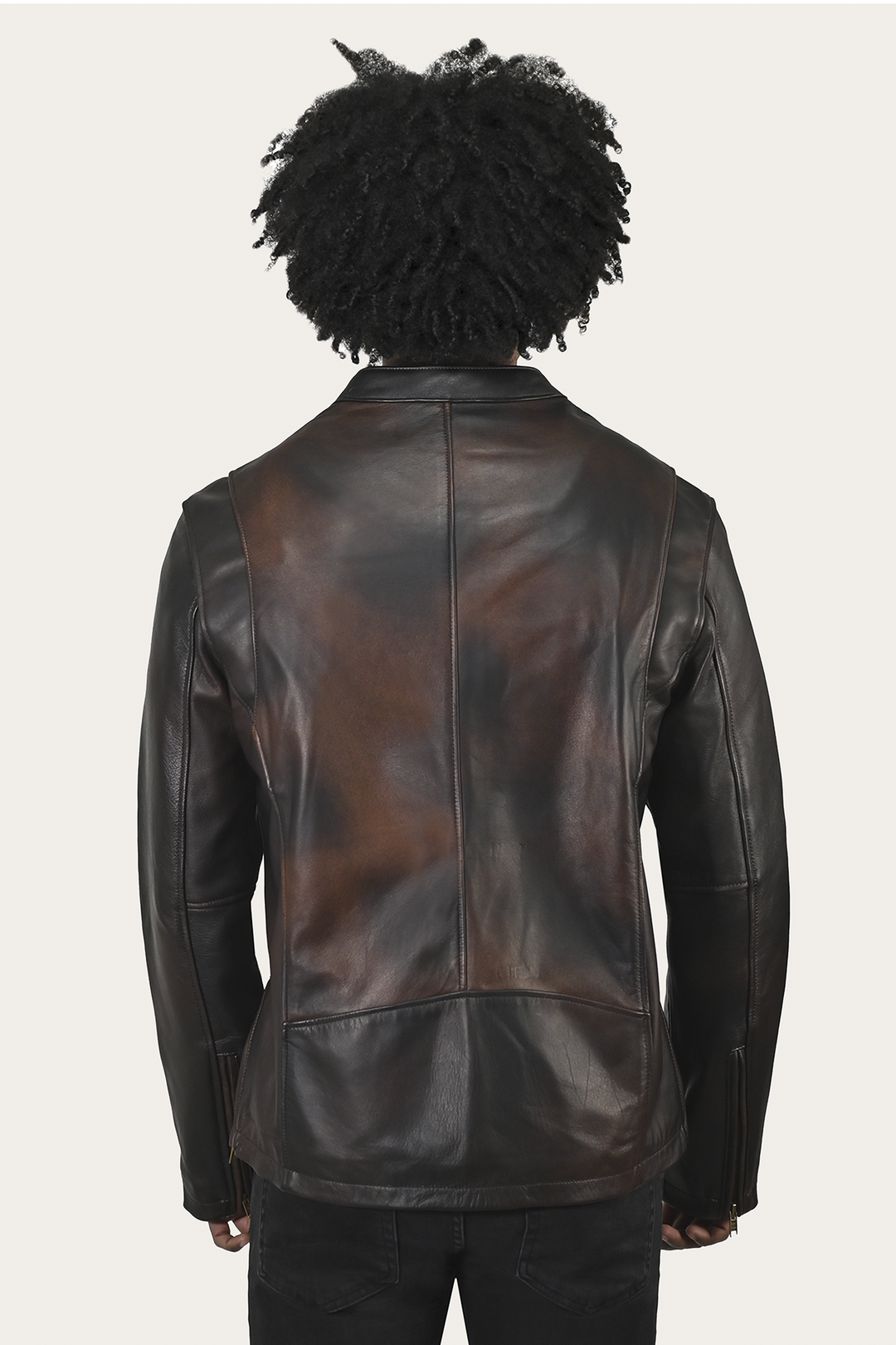 Men’s Cognac Black Huck Cowhide Racer Leather Jacket | Frye Cognac Black