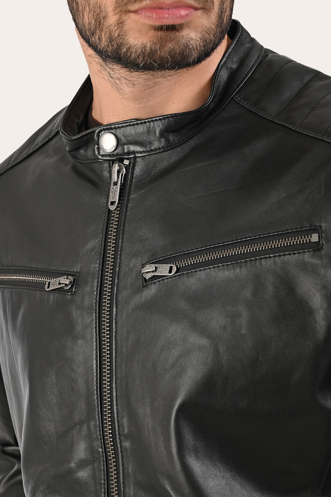 Men’s Black Pioneer Racer Leather Jacket | Frye Black