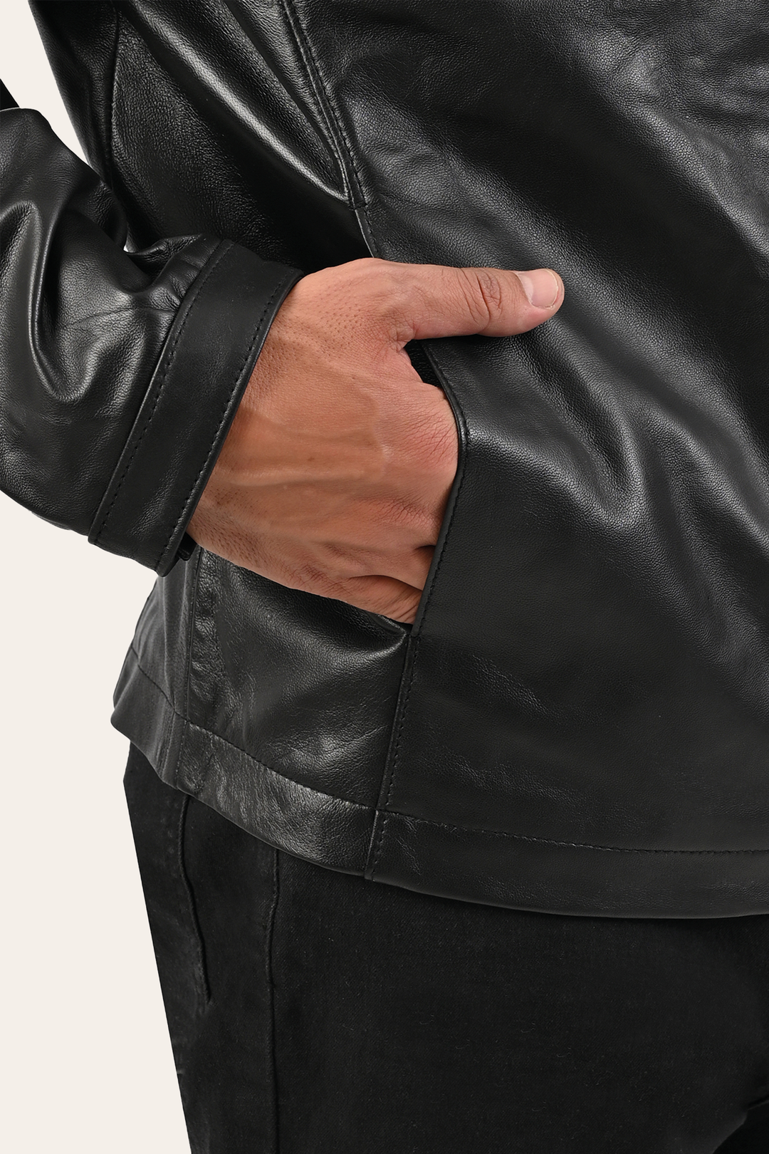 Men’s Black Pioneer Racer Leather Jacket | Frye Black