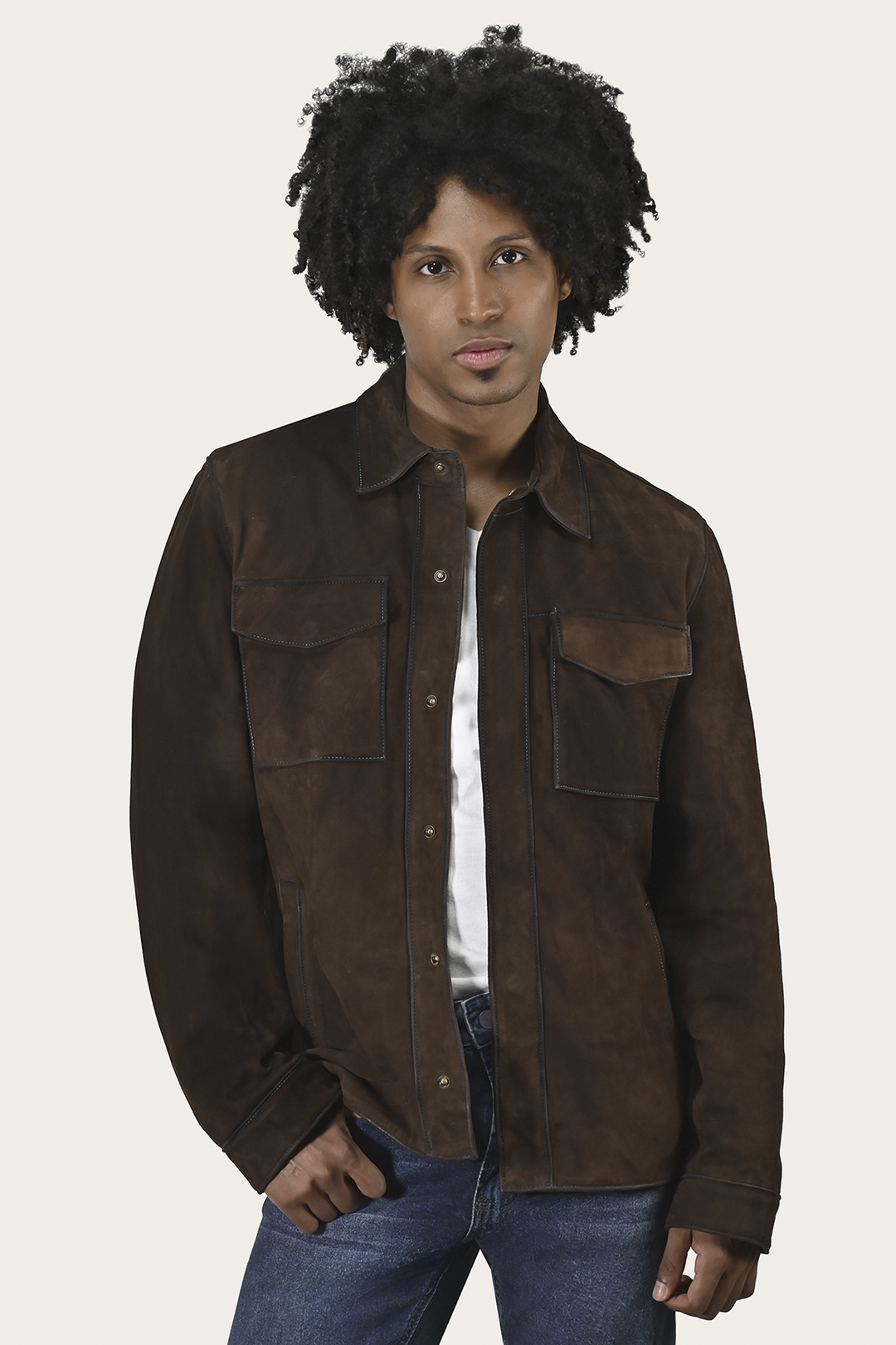 Men’s Dark Brown Brock Classic Suede Shacket | Frye Dark Brown