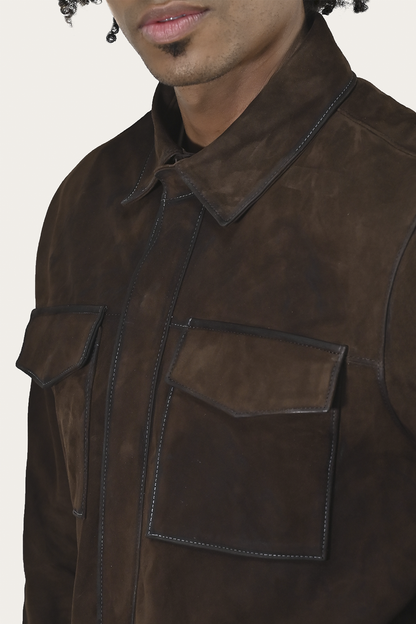 Men’s Dark Brown Brock Classic Suede Shacket | Frye Dark Brown