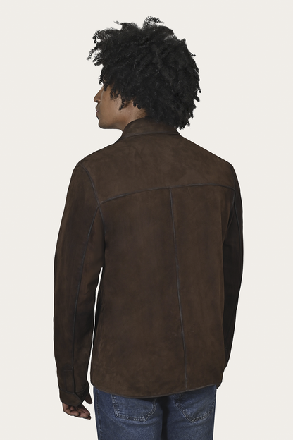 Men’s Dark Brown Brock Classic Suede Shacket | Frye Dark Brown