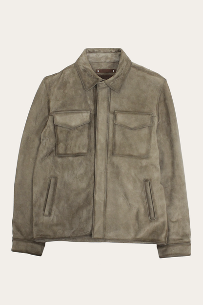 Men’s Taupe Brock Suede Utility Shacket | Frye Taupe