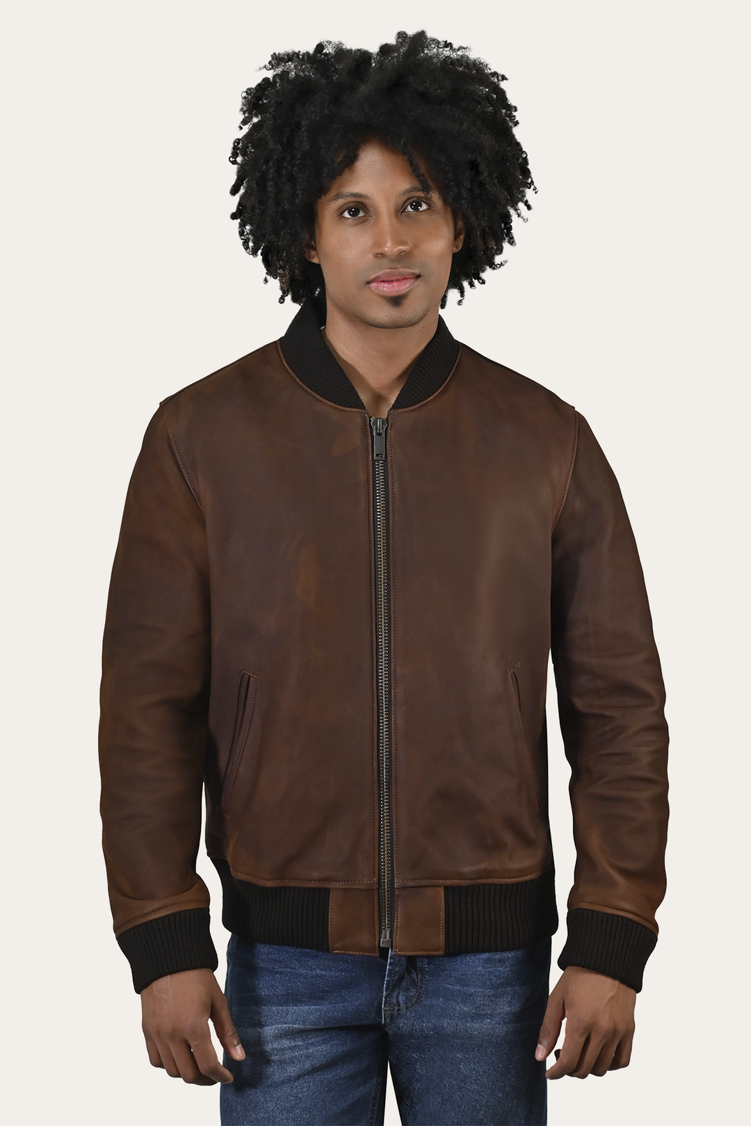 Men’s Cognac Clay Leather Bomber Jacket | Frye Cognac