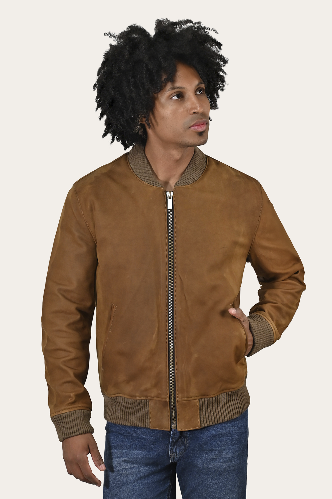 Men’s Burnt Copper Clay Leather Bomber Jacket | Frye Burnt copper