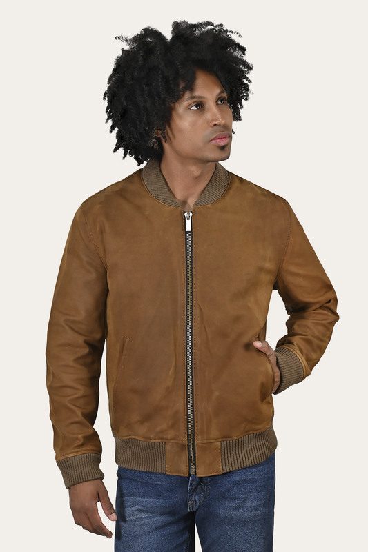 Men’s Burnt Copper Clay Leather Bomber Jacket | Frye Burnt copper