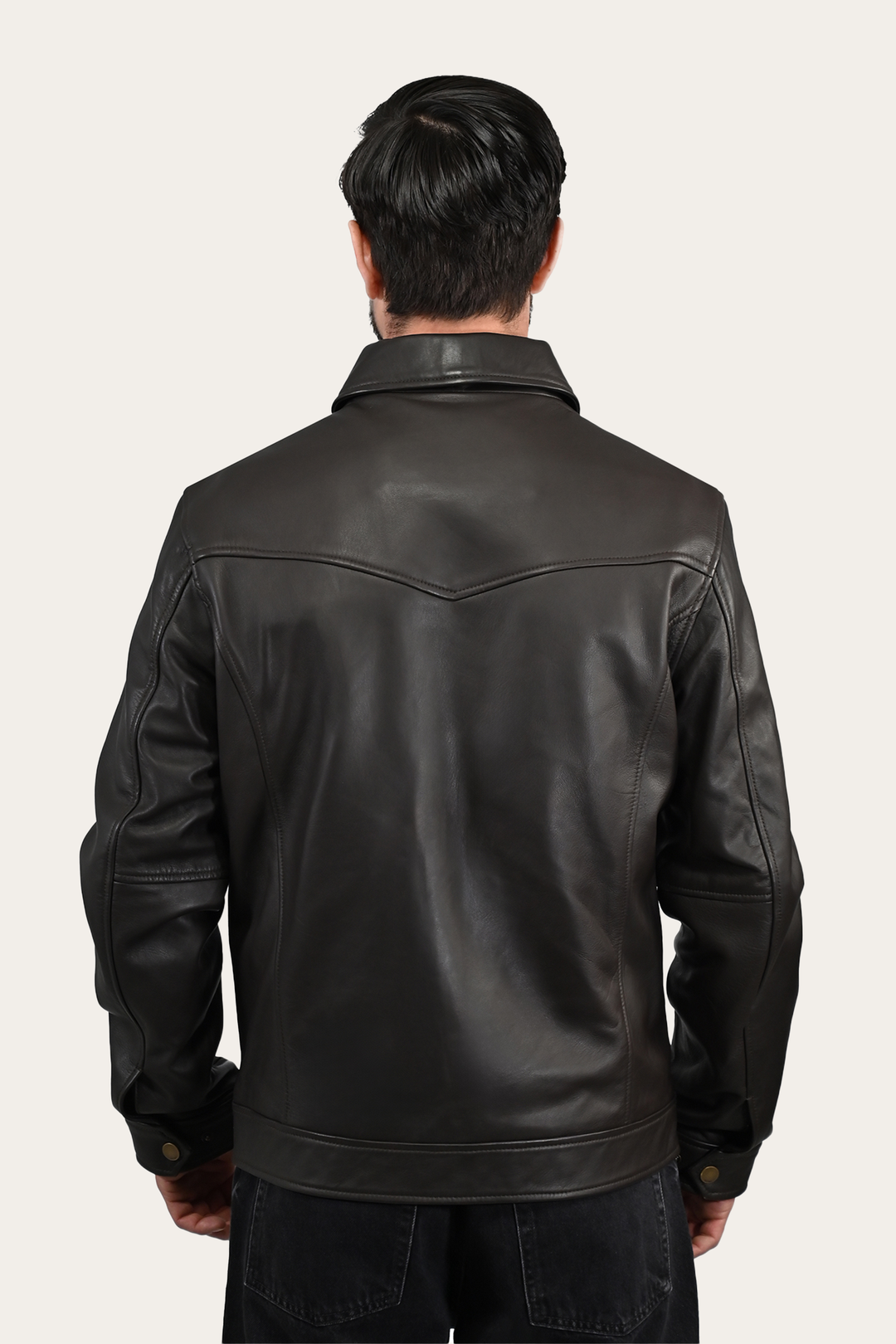 Men’s Dark Brown Durango Trucker Leather Jacket | Frye Dark Brown