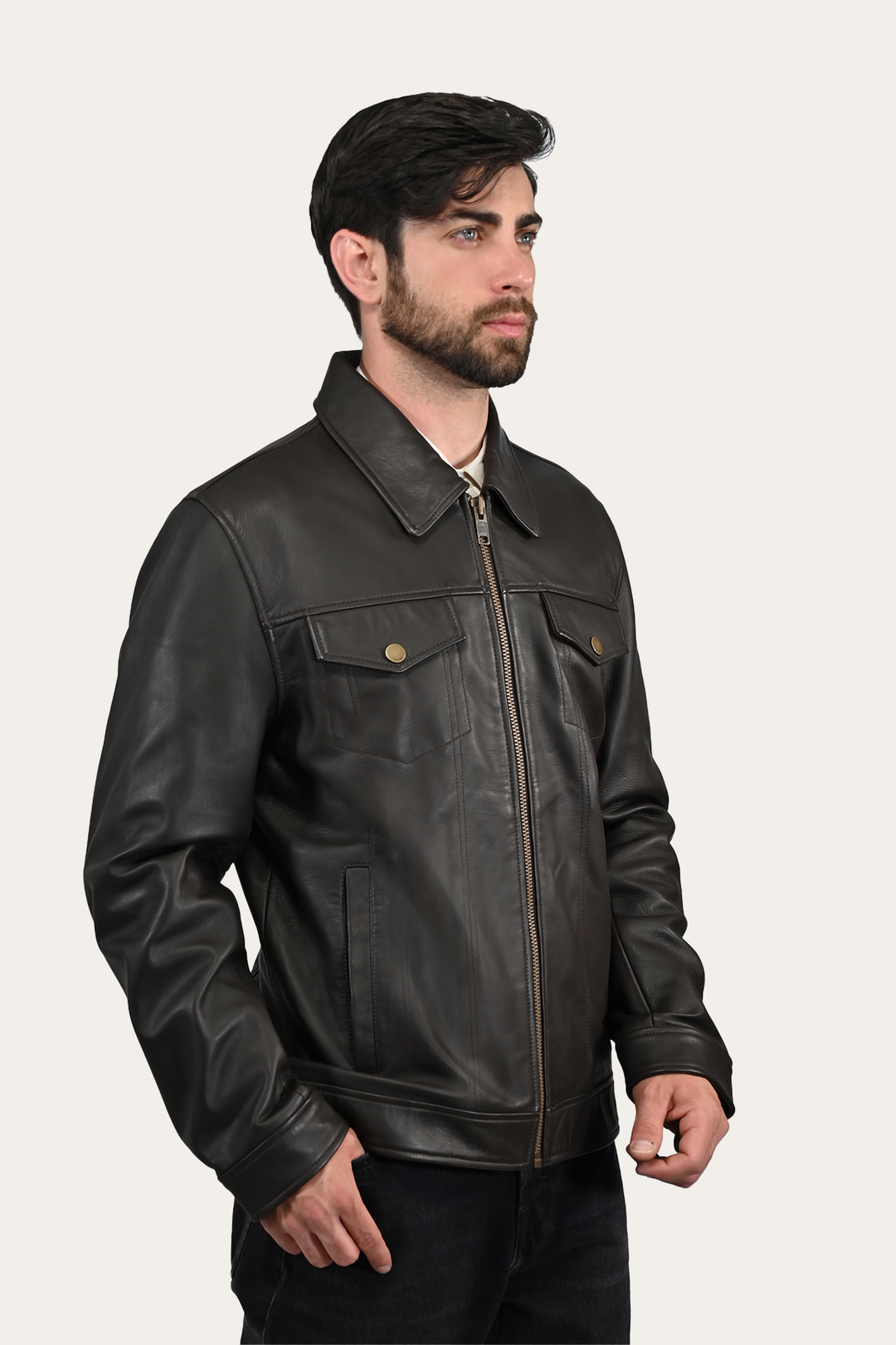 Men’s Dark Brown Durango Trucker Leather Jacket | Frye Dark Brown