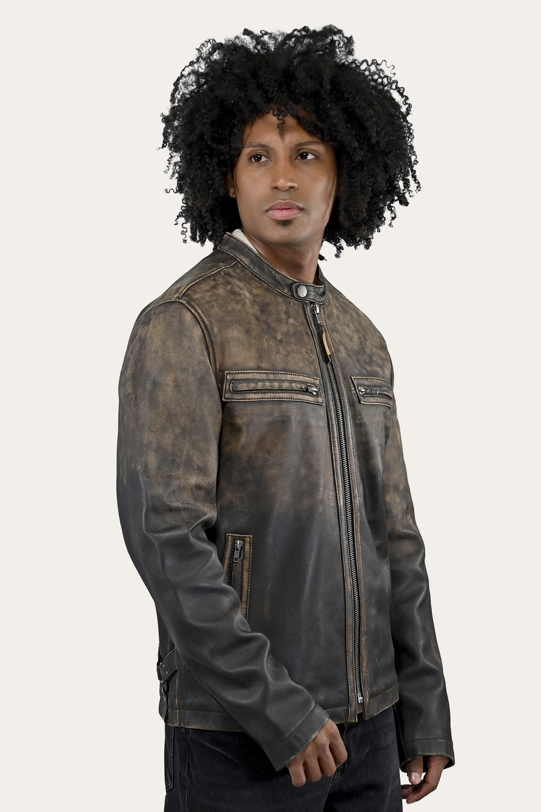 Men’s Brown Beige Leland Ombre Leather Jacket | Frye Brown Beige