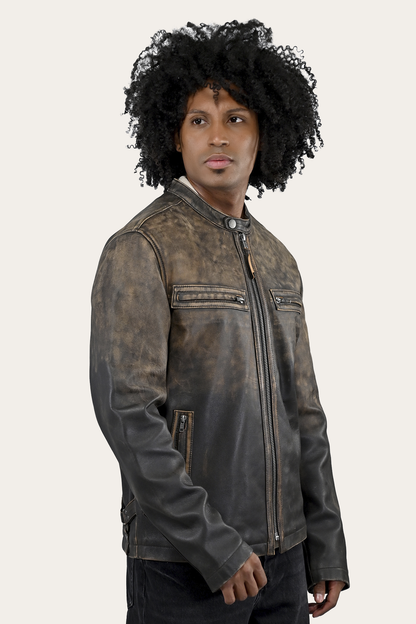 Men’s Brown Beige Leland Ombre Leather Jacket | Frye Brown Beige