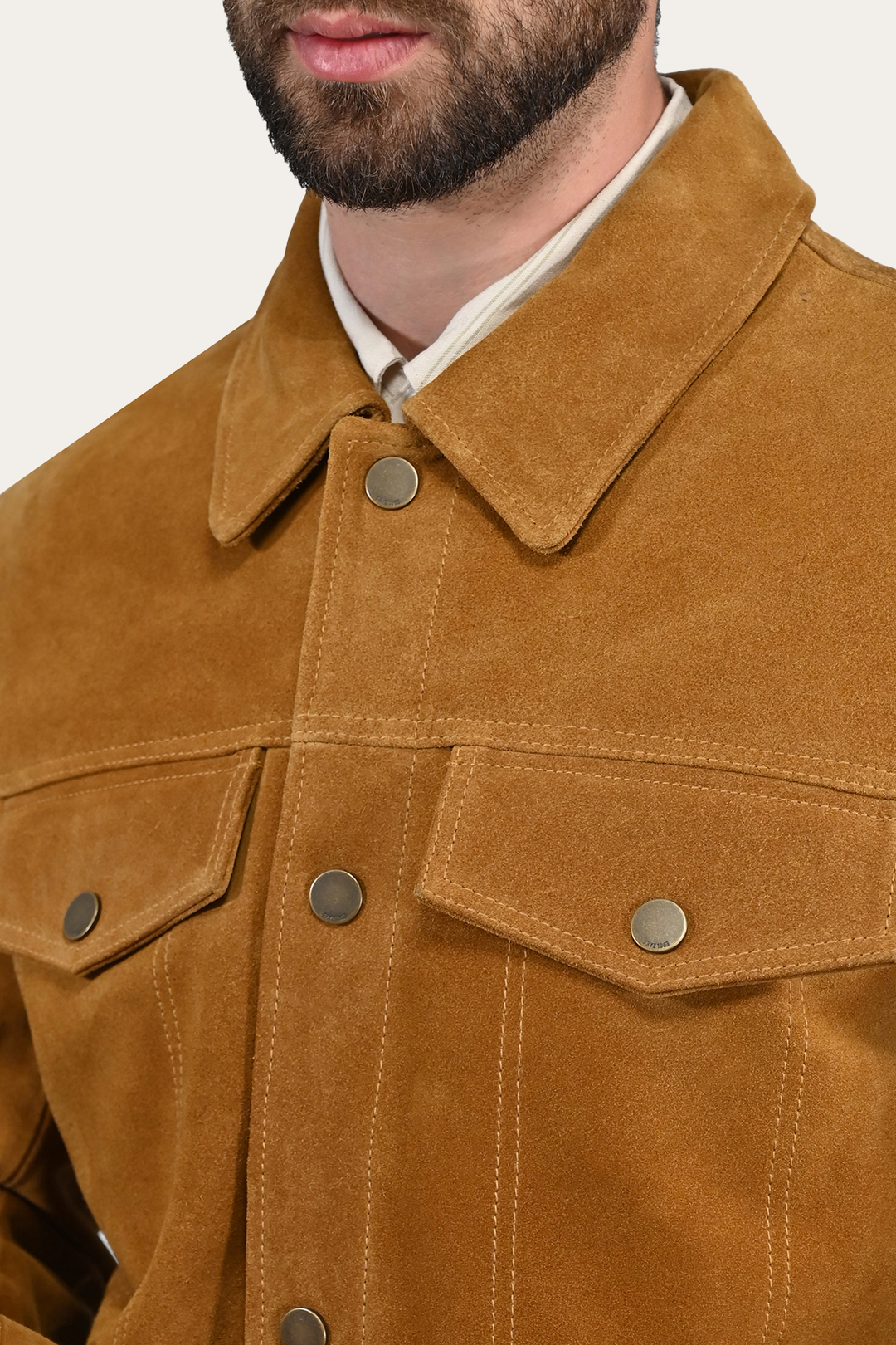 Men’s Tan Trailblazer Trucker Suede Jacket | Frye Tan