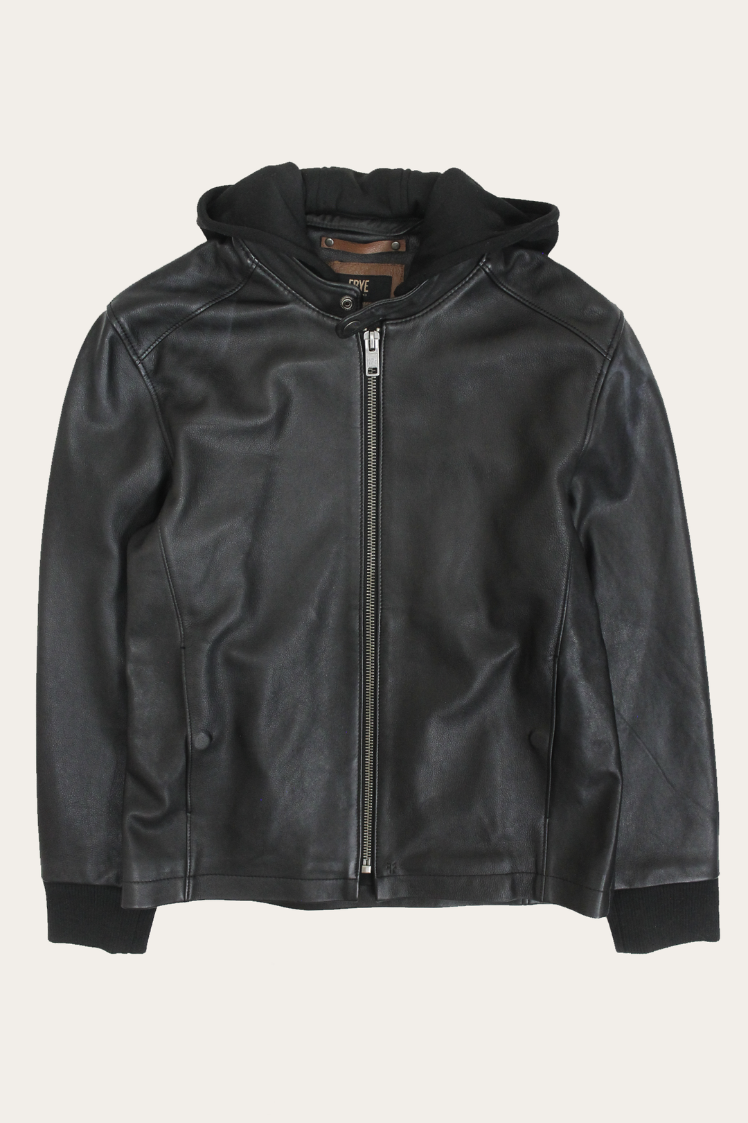 Men’s Black Saddle Racer Leather Hooded Jacket | Frye Black
