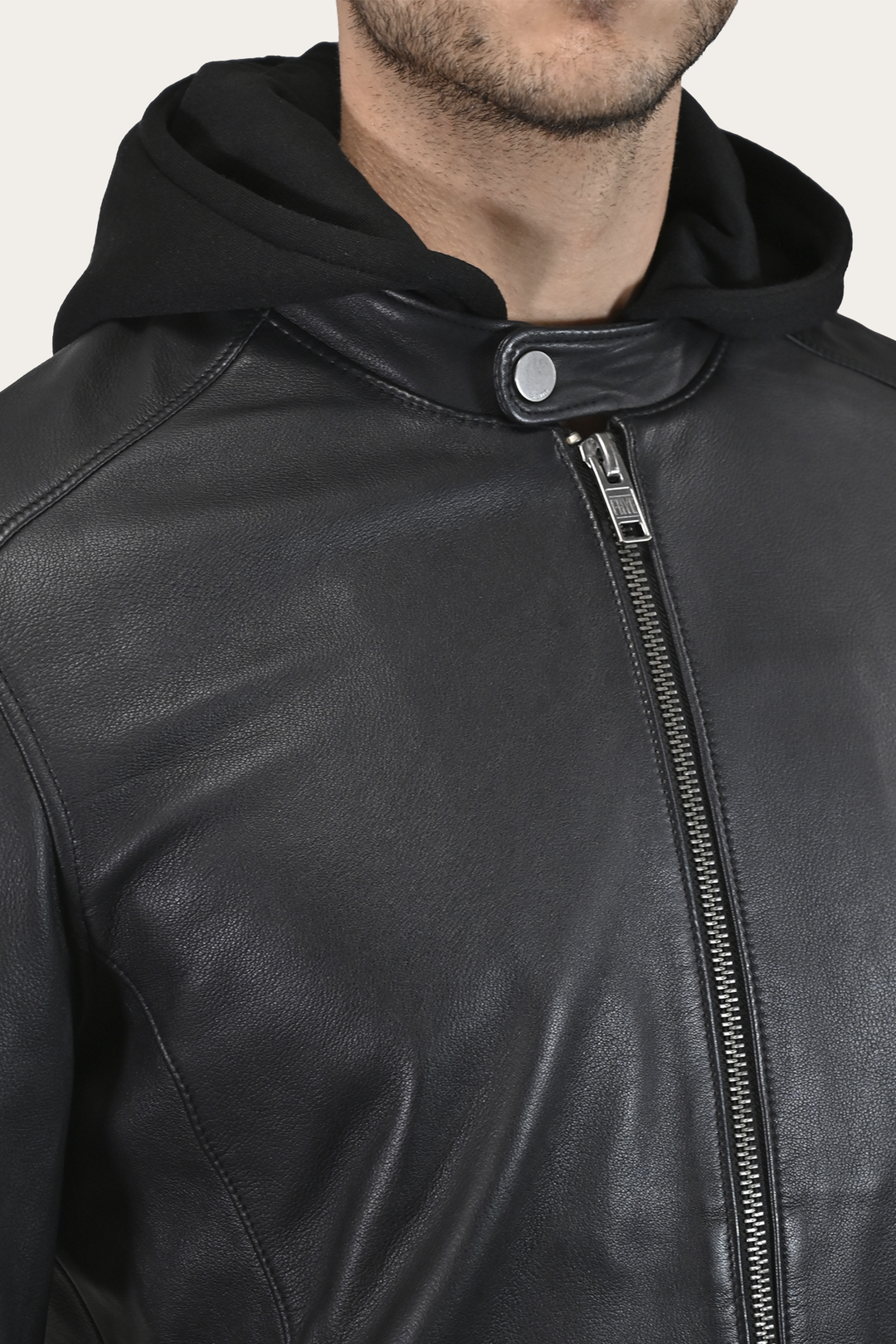 Men’s Black Saddle Racer Leather Hooded Jacket | Frye Black