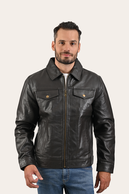 Men’s Dark Brown Kentucky Trucker Leather Jacket | Frye Dark Brown