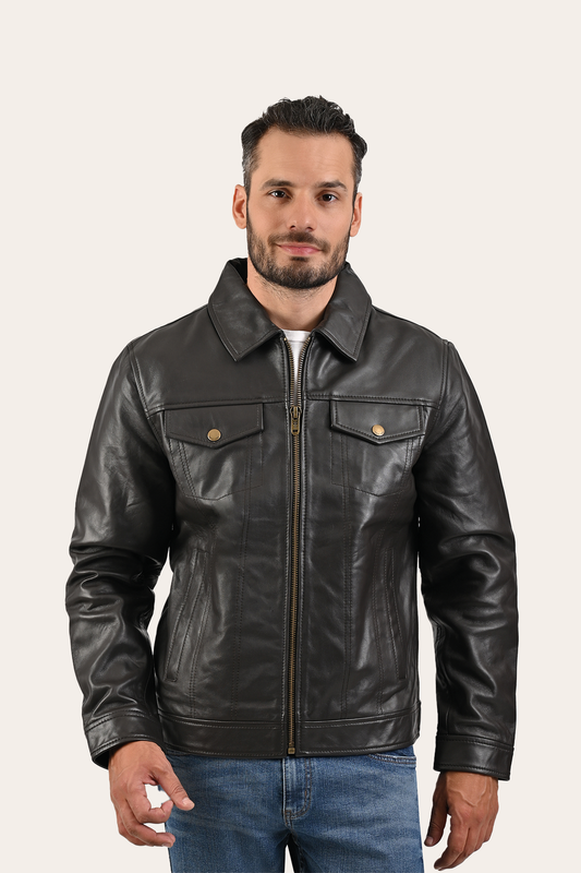 Men’s Dark Brown Kentucky Trucker Leather Jacket | Frye Dark Brown