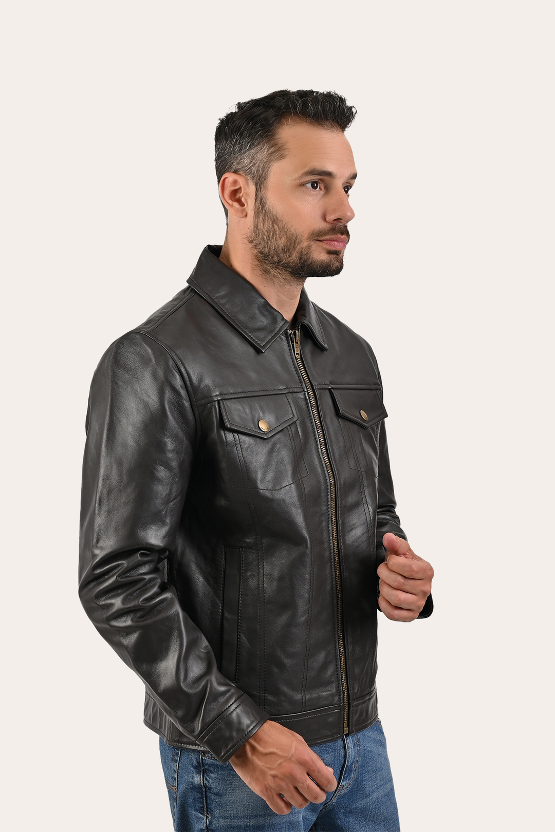 Men’s Dark Brown Kentucky Trucker Leather Jacket | Frye Dark Brown