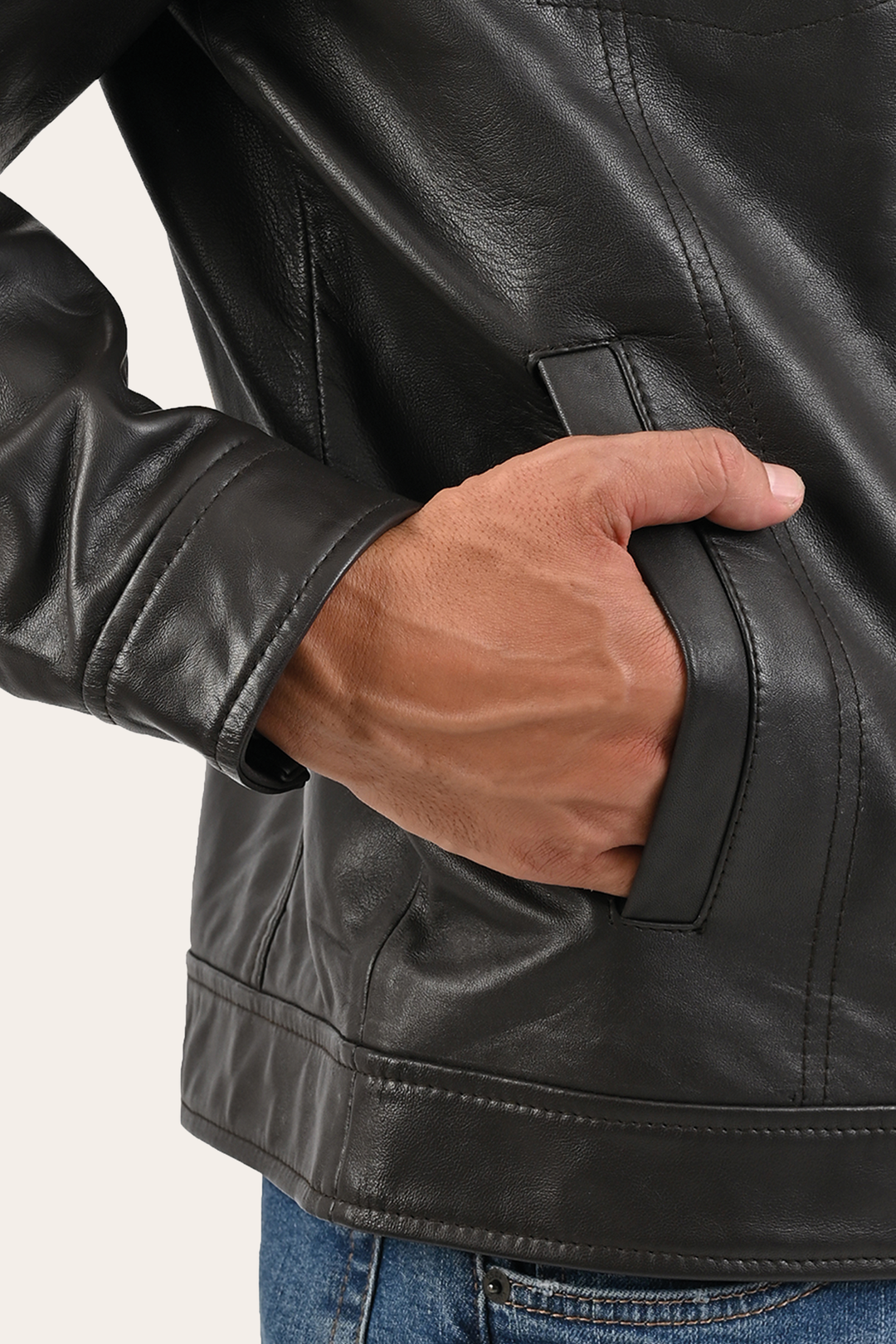 Men’s Dark Brown Kentucky Trucker Leather Jacket | Frye Dark Brown