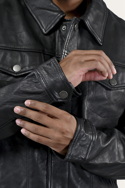 Ruffian Trucker Jacket | Frye Black