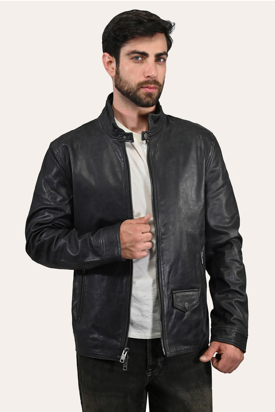 Men’s Black Lawton Modern Nappa Biker Jacket | Frye Black