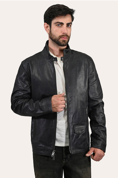 Men’s Black Lawton Modern Nappa Biker Jacket | Frye Black
