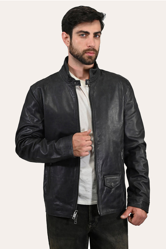 Men’s Black Lawton Modern Nappa Biker Jacket | Frye Black