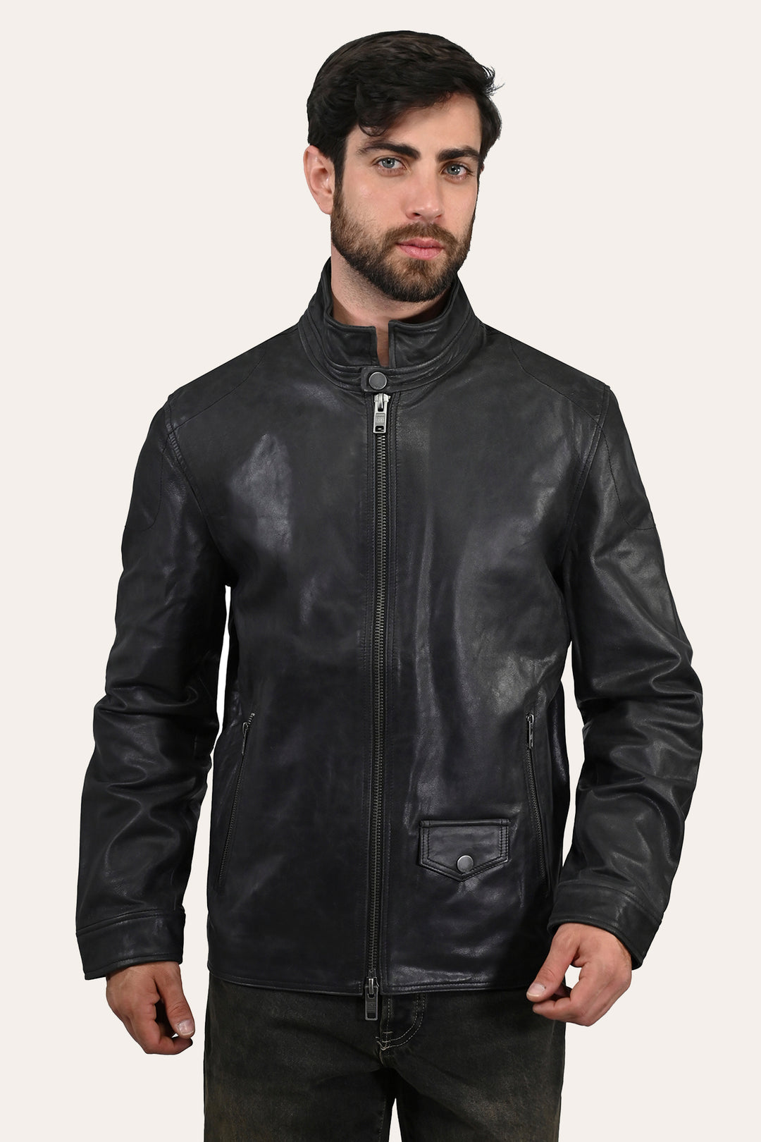 Men’s Black Lawton Modern Nappa Biker Jacket | Frye Black