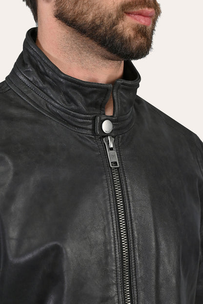 Men’s Black Lawton Modern Nappa Biker Jacket | Frye Black
