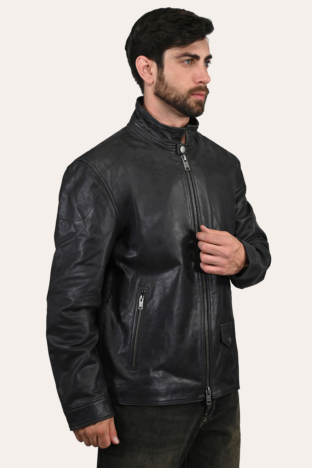 Men’s Black Lawton Modern Nappa Biker Jacket | Frye Black