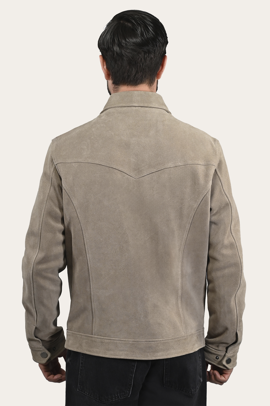 Men’s Taupe Trailblazer Suede Trucker Jacket | Frye Taupe