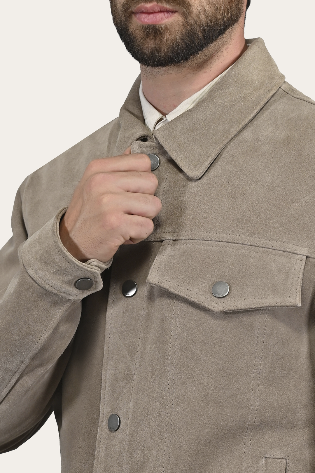 Men’s Taupe Trailblazer Suede Trucker Jacket | Frye Taupe