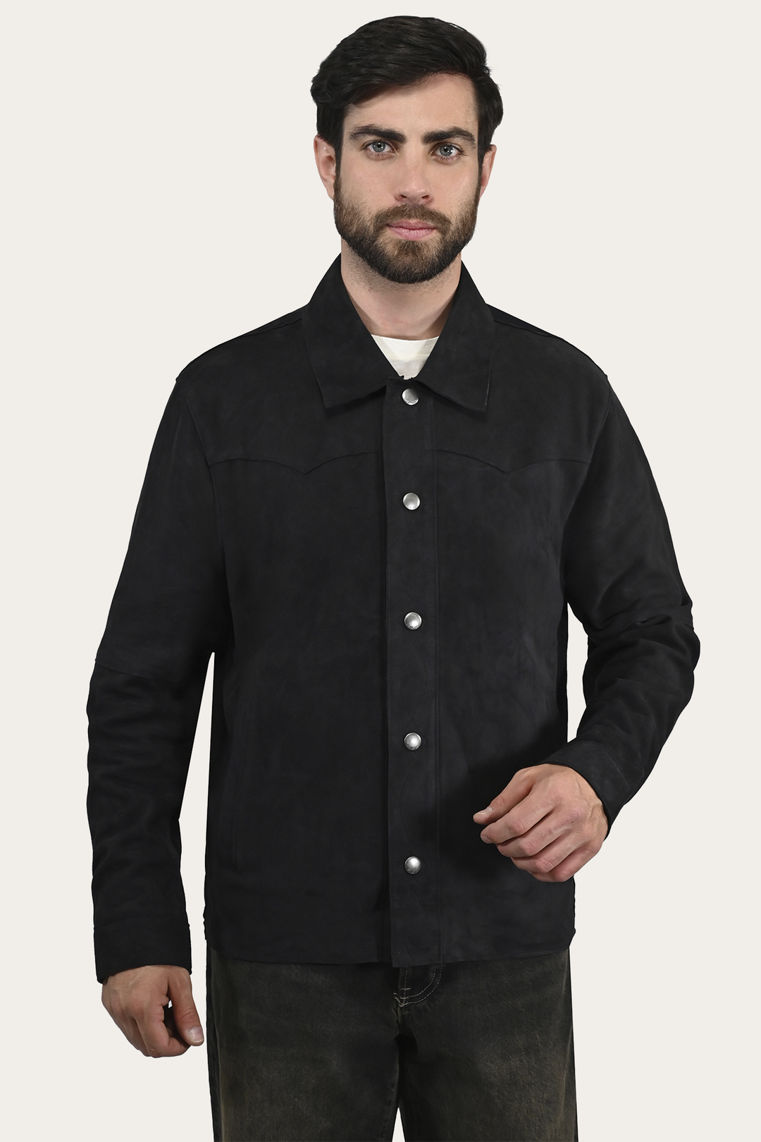 Men’s Navy Blue Judd Minimalist Suede Shacket | Frye Navy Blue
