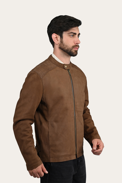 Men’s Tobacco Desert Racer Leather Jacket | Frye Tobacco