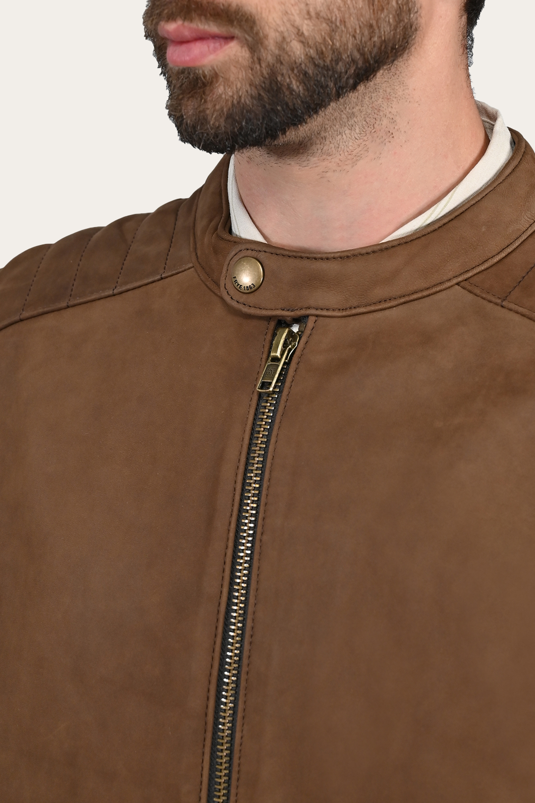 Men’s Tobacco Desert Racer Leather Jacket | Frye Tobacco