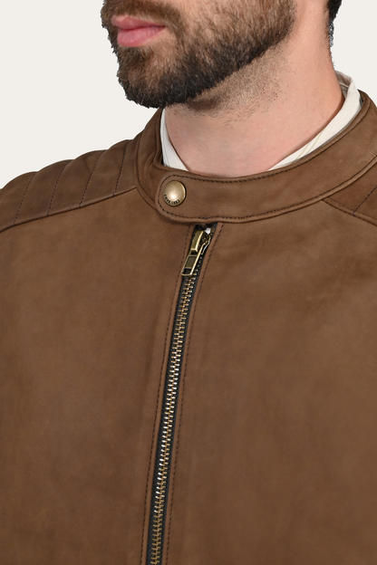 Men’s Tobacco Desert Racer Leather Jacket | Frye Tobacco