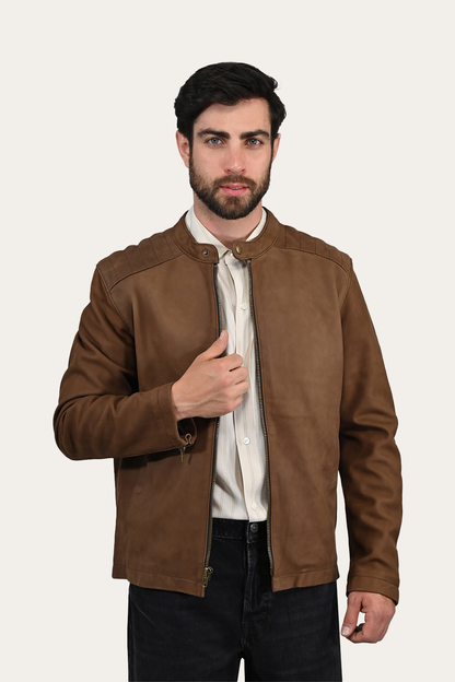 Men’s Tobacco Desert Racer Leather Jacket | Frye Tobacco