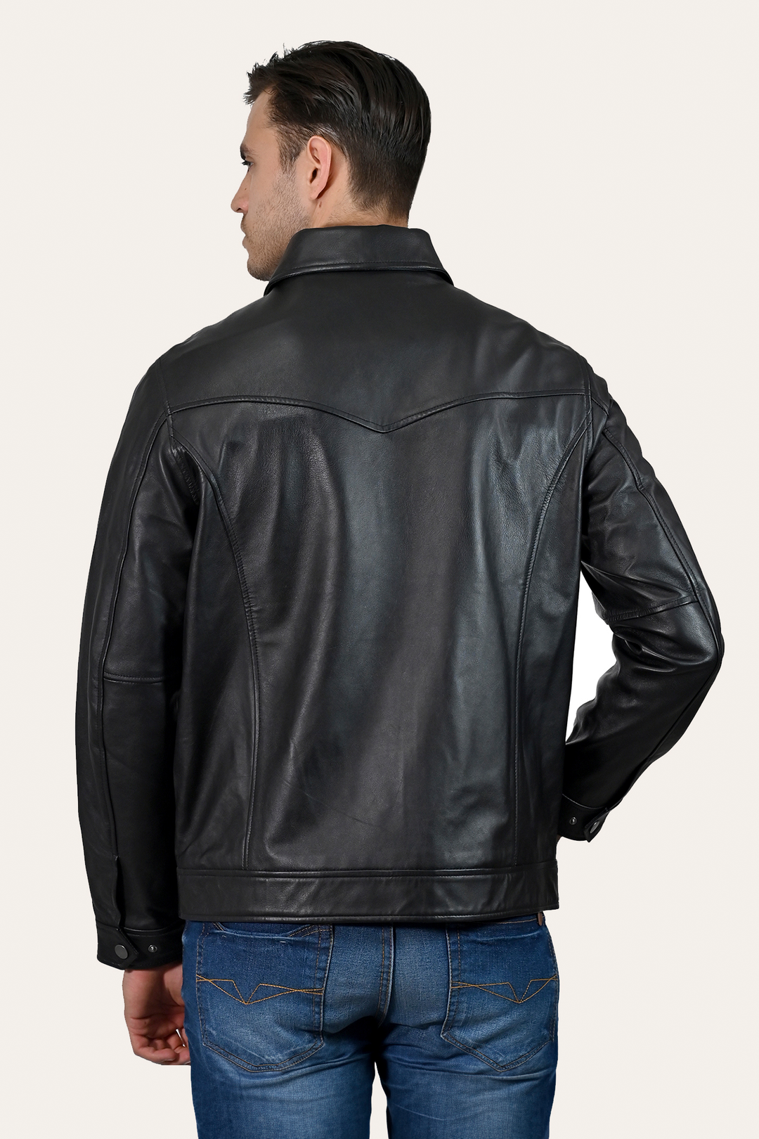 Men’s Black Durango Trucker Leather Jacket | Frye Black