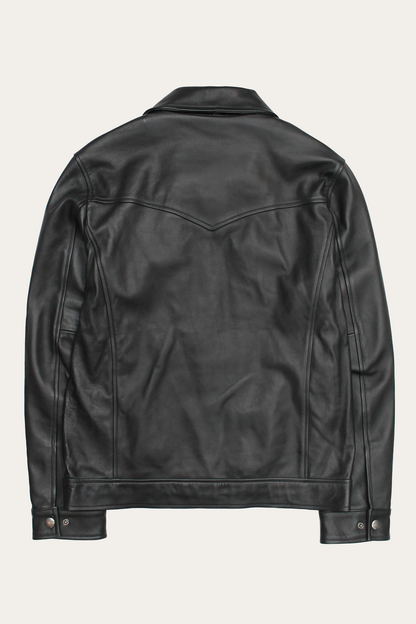 Men’s Black Durango Trucker Leather Jacket | Frye Black