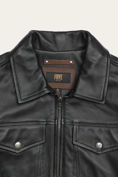 Men’s Black Durango Trucker Leather Jacket | Frye Black